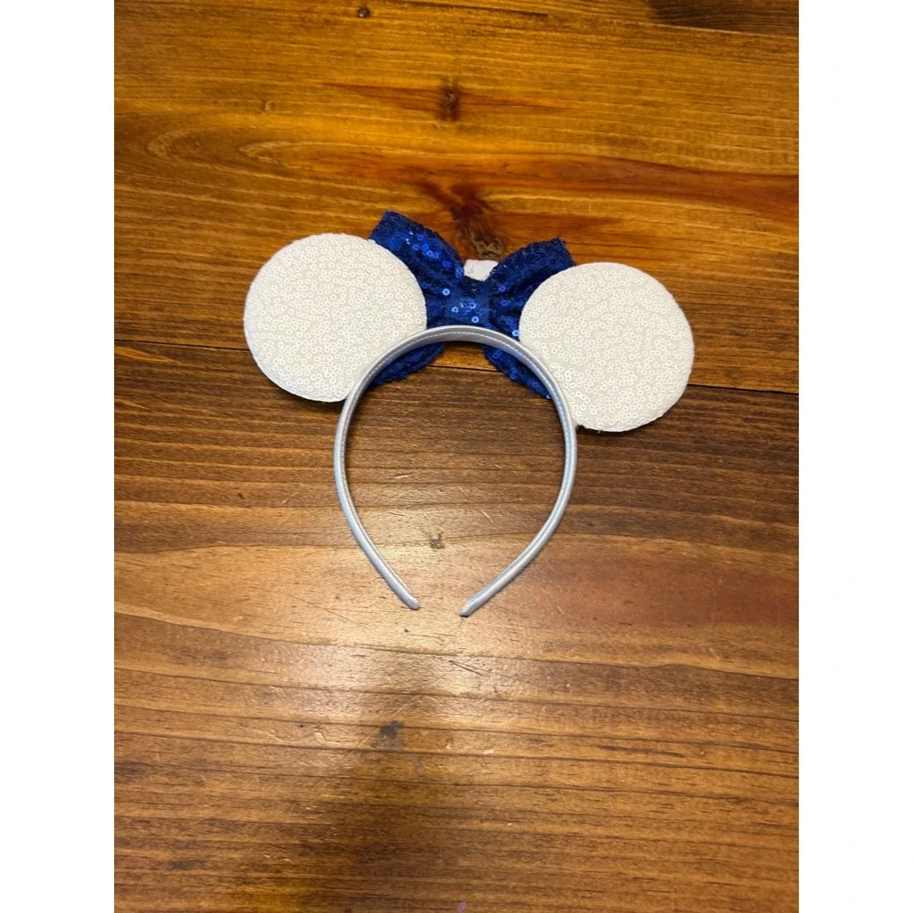 Disney Cruise Inspired Minnie Mouse Ears Headband Navy Blue Nautical Excellent